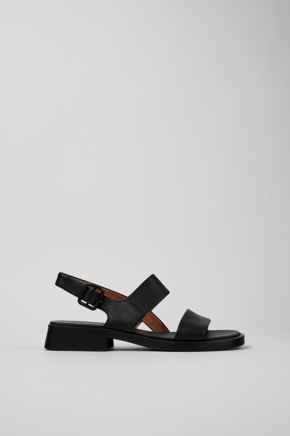 Camper Dana - Schwarze Ledersandale für Damen.
