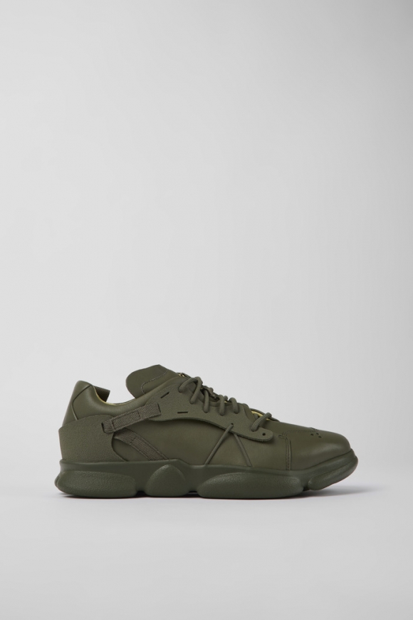 Camper Karst - Grüner Herrensneaker aus Textil und Leder