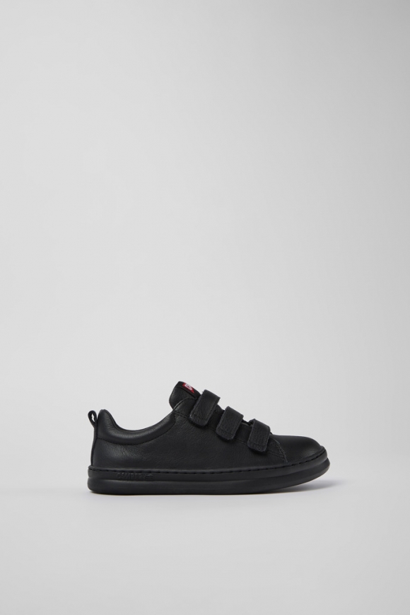 Camper Runner - Schwarzer Kindersneaker aus Leder und Textil