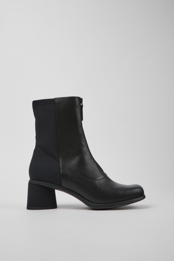 Camper Kiara - Schwarzer Damenstiefel aus Leder und Recycling-PET
