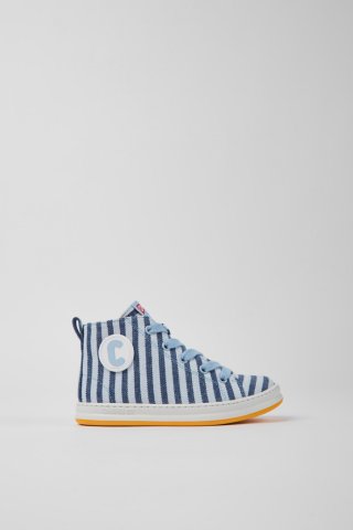 Camper Runner - Blau-weißer Kindersneaker aus Textil