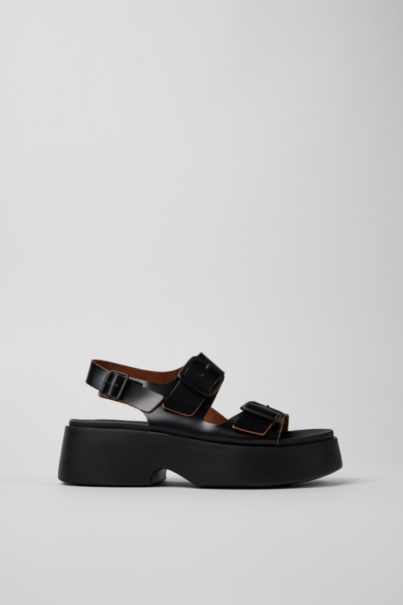 Camper Tasha - Schwarze ledersandale für damen.