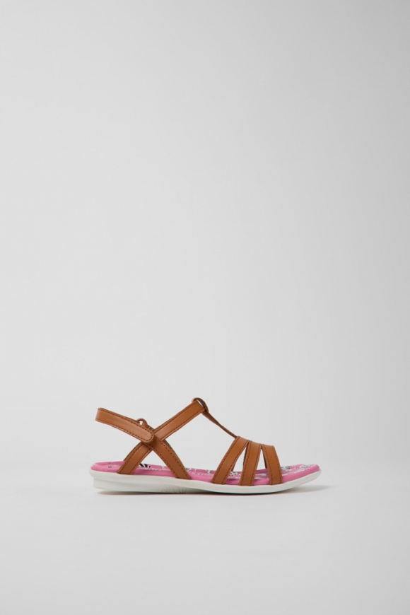 Camper Twins - Braune Kindersandale aus Leder