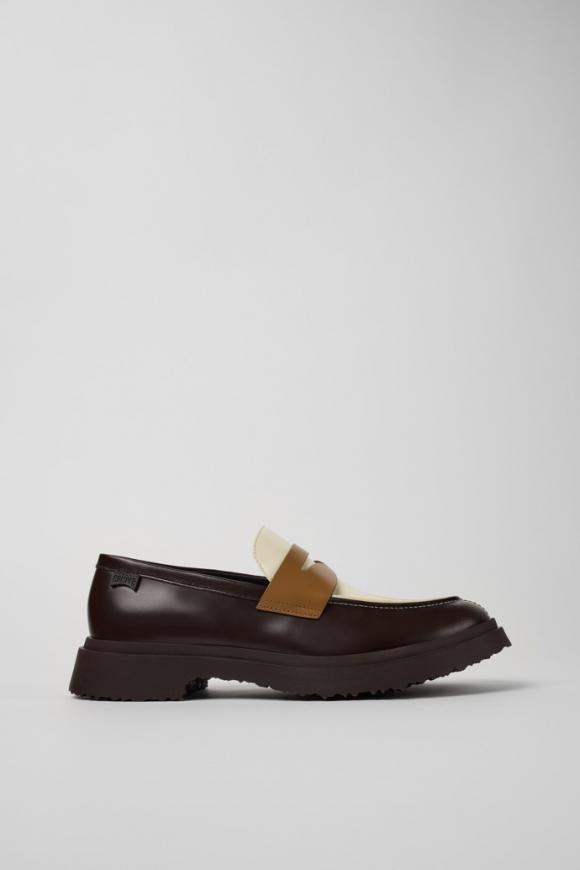 Camper Twins - Braune und weiße Lederloafer für Herren