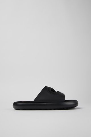 Camper Twins - Schwarze Damenpantoletten aus Leder/Textil