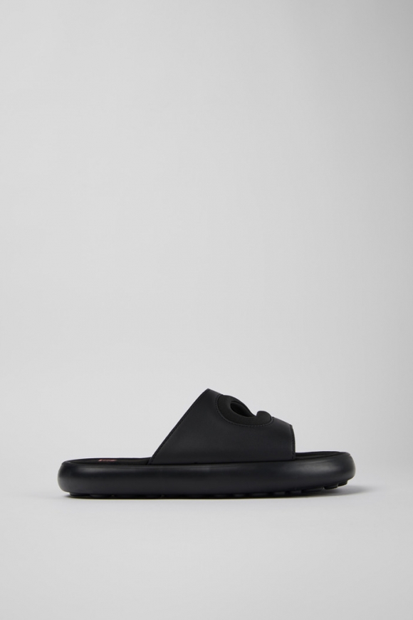Camper Twins - Schwarze Damenpantoletten aus Leder/Textil