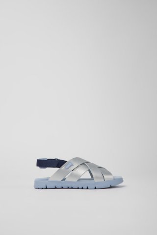 Camper Oruga - Graue Kindersandale aus Leder und Textil Camper Oruga - Graue Kindersandale aus Leder und Textil