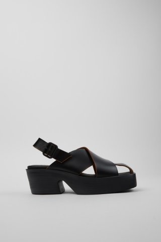Camper Billie - Schwarze Ledersandale für Damen.
