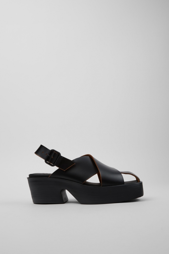 Camper Billie - Schwarze Ledersandale für Damen.