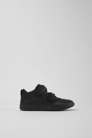 Camper Pursuit - Schwarzer Kindersneaker aus Leder und Textil