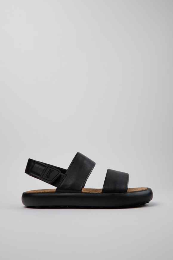 Camper Pelotas Flota - Schwarze Herrensandale aus Leder.