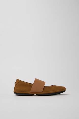 Camper Right Nina - Brauner Ballerina aus Nubukleder für Damen. Camper Right Nina - Brauner Ballerina aus Nubukleder für Damen.