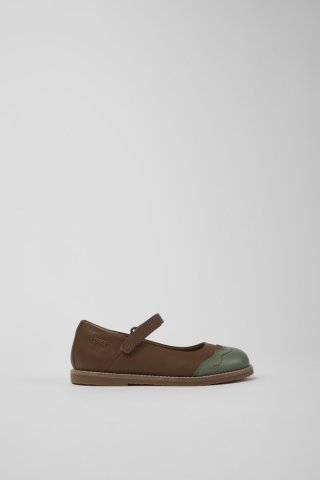 Camper Twins - Braun-grüner Kinderballerina aus Leder Camper Twins - Braun-grüner Kinderballerina aus Leder