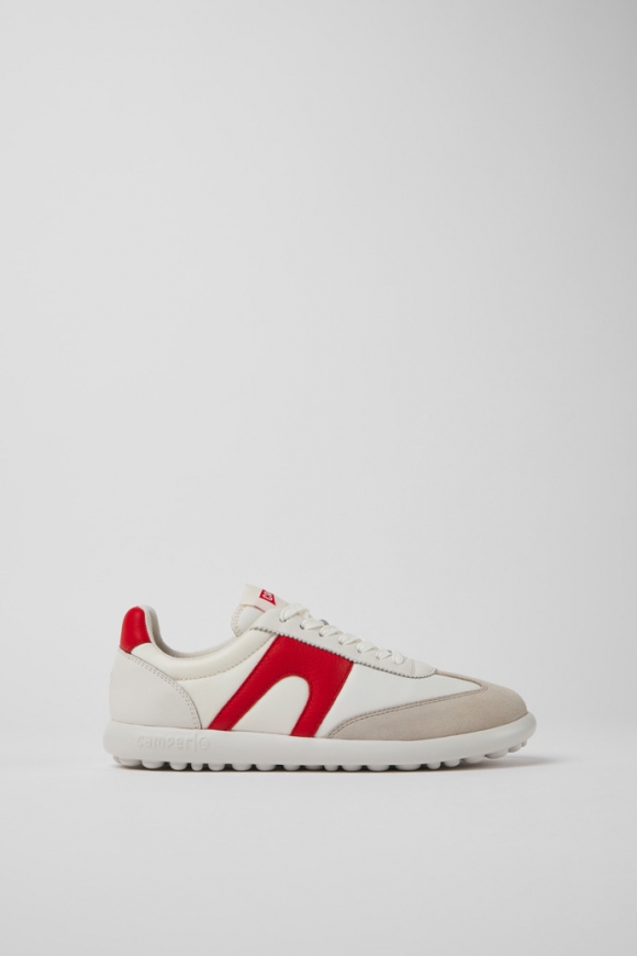 Camper Pelotas XLite - Weiß-roter Damensneaker aus Leder und Textil