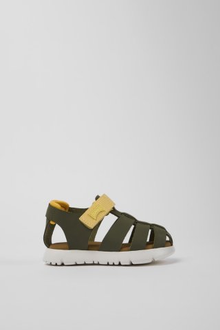 Camper Oruga - Grüne Kindersandale aus Leder und Textil Camper Oruga - Grüne Kindersandale aus Leder und Textil