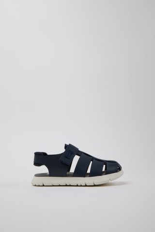 Camper Oruga - Blauer Kindersandal aus Leder und Textil. Camper Oruga - Blauer Kindersandal aus Leder und Textil.