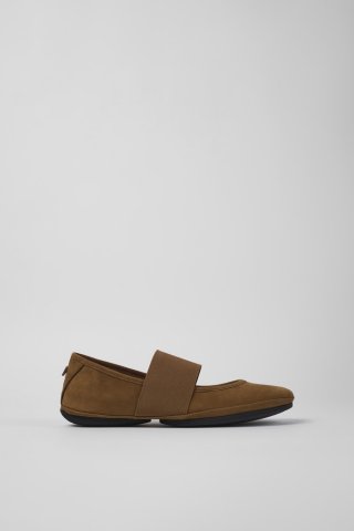 Camper Right - Brauner Ballerina aus Nubukleder für Damen. Camper Right - Brauner Ballerina aus Nubukleder für Damen.