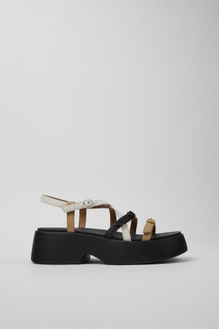 Camper Twins - Mehrfarbige Ledersandalen für Damen.