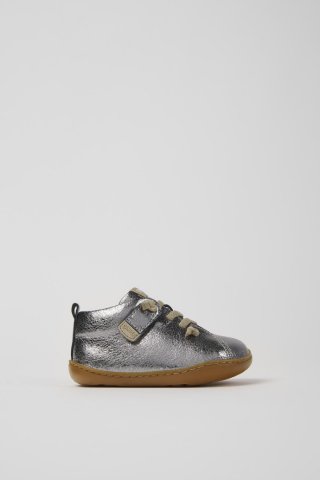 Camper Peu - Silberne Lederstiefeletten für Kinder.