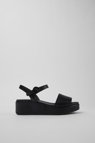 Camper Misia - Schwarze Damensandalen aus Leder mit Doppelriemen Camper Misia - Schwarze Damensandalen aus Leder mit Doppelriemen