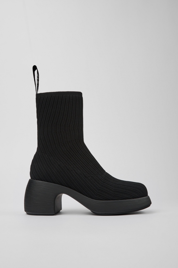 Camper Thelma - Schwarze Damenstiefel aus Textil