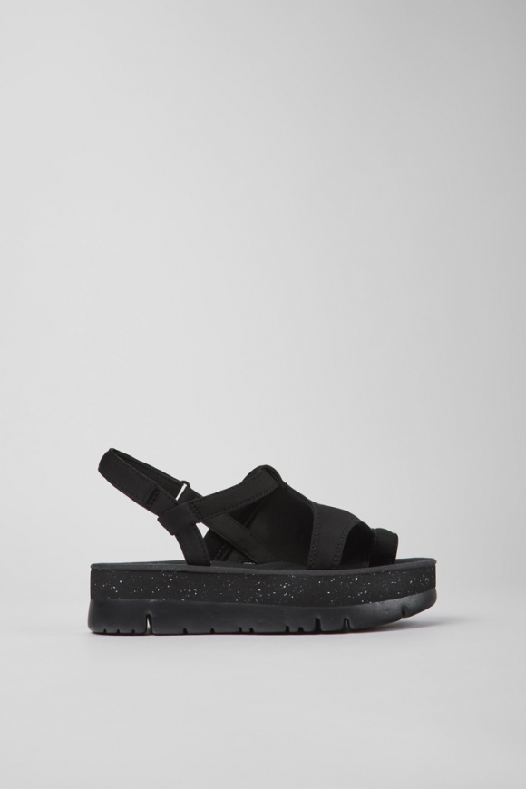Camper Oruga Up - Schwarze Damensandale aus Textil