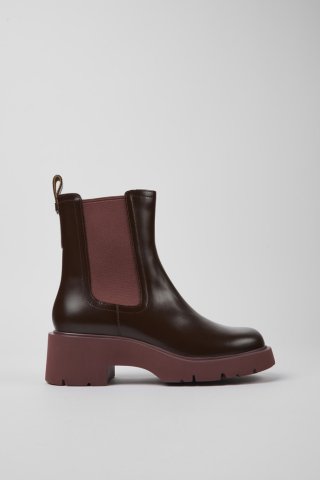 Camper Milah - Weinroter Chelseastiefel für Damen aus Leder Camper Milah - Weinroter Chelseastiefel für Damen aus Leder