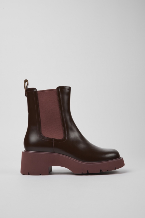 Camper Milah - Weinroter Chelseastiefel für Damen aus Leder