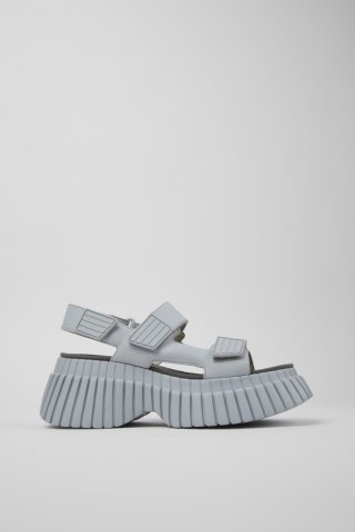 Camper BCN - Graue Damensandalen aus Leder mit Doppelriemen Camper BCN - Graue Damensandalen aus Leder mit Doppelriemen