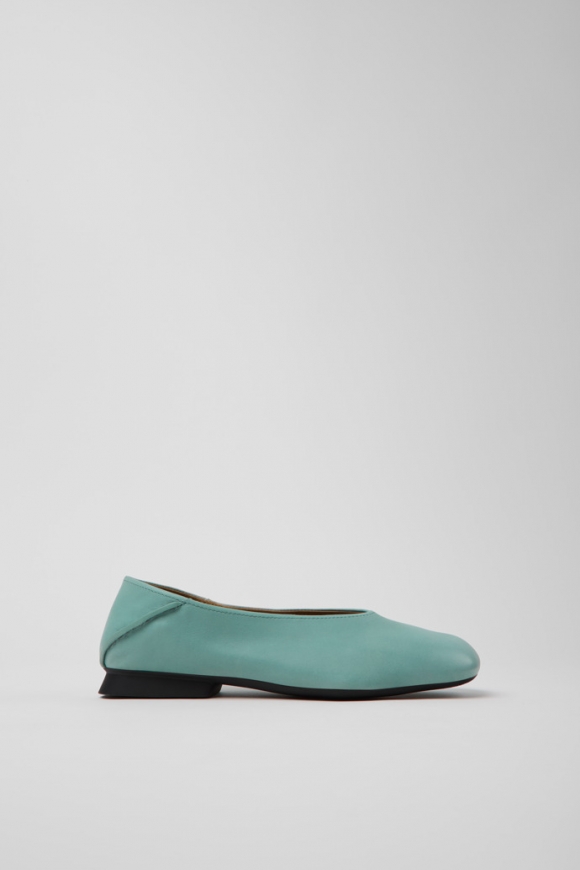Camper Casi Myra - Grüne Lederballerina/Mokassinschuhe für Damen.
