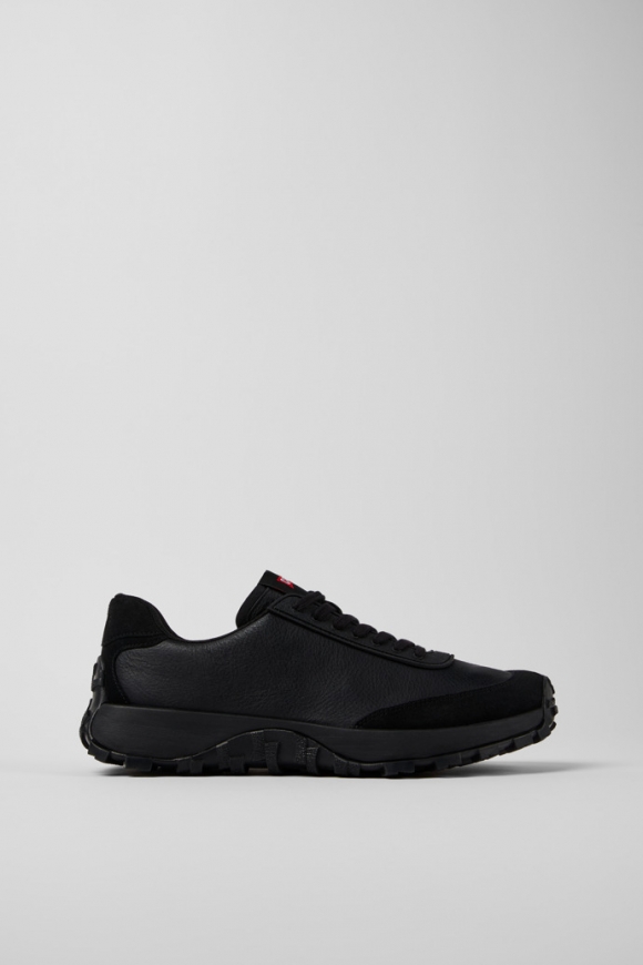 Camper Drift Trail - Schwarzer Herrensneaker aus Leder und Nubukleder.