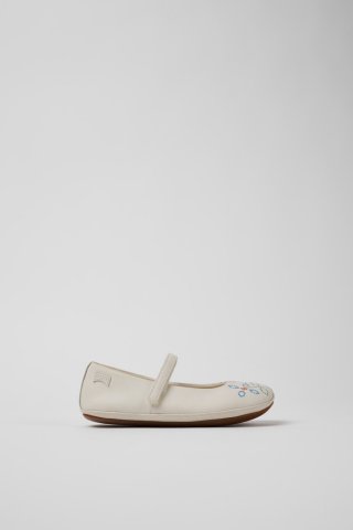 Camper Twins - Weißer Lederballerina für Kinder. Camper Twins - Weißer Lederballerina für Kinder.