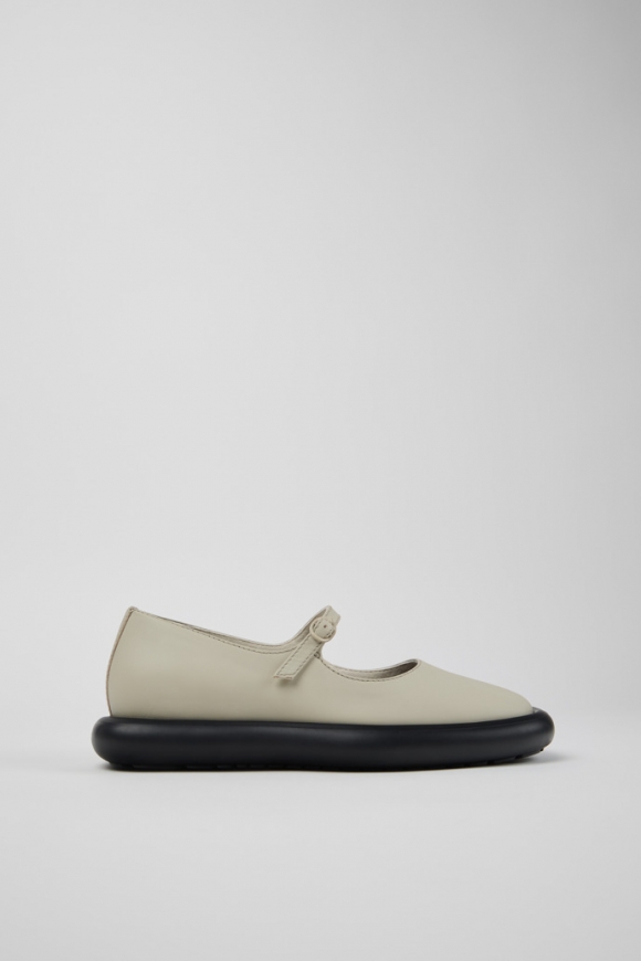 Camper Onda - Graue Lederballerinas für Damen.