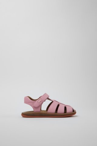Camper Bicho - Rosa geschlossene Kindersandale aus Leder. Camper Bicho - Rosa geschlossene Kindersandale aus Leder.