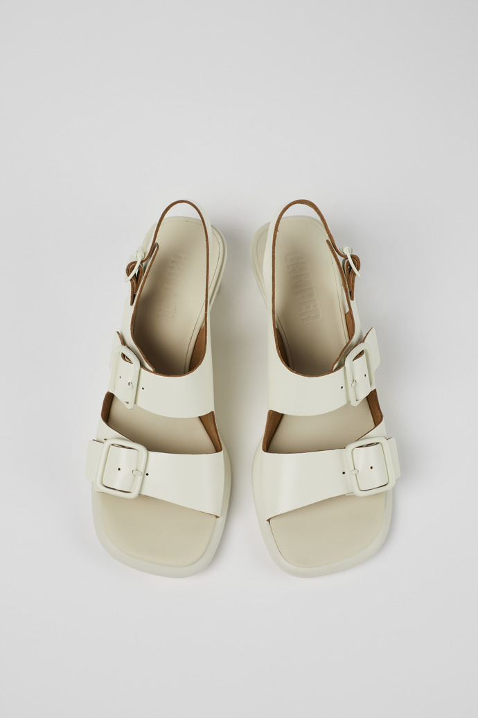 Camper Dina - Weiße Damensandalen aus Leder mit Doppelriemen