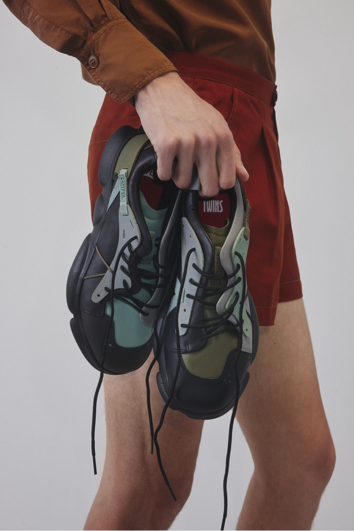 Camper Twins - Mehrfarbiger Herrensneaker aus Leder und Textil.