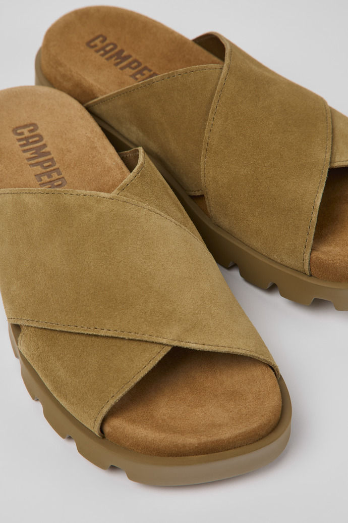 Camper Brutus Sandal - Braune Nubuk-Damensandalenmit Kreuzriemen