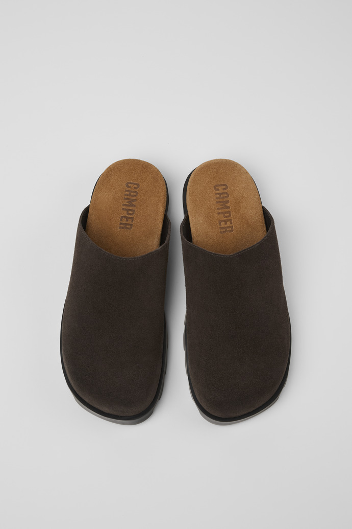 Camper Brutus Sandal - Graue Damenclogs aus Nubukleder