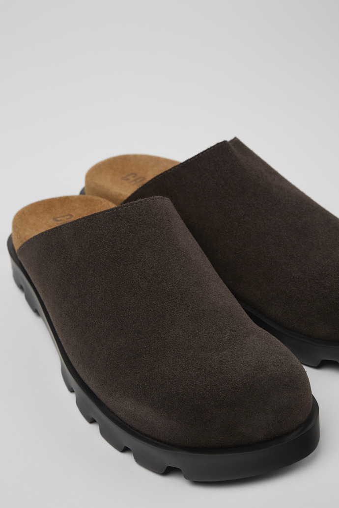 Camper Brutus Sandal - Graue Damenclogs aus Nubukleder