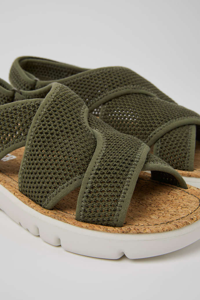 Camper Oruga - Grüne Damensandale aus Textil
