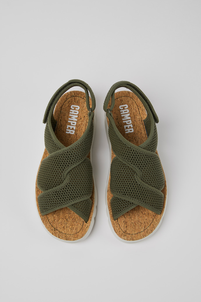 Camper Oruga - Grüne Damensandale aus Textil