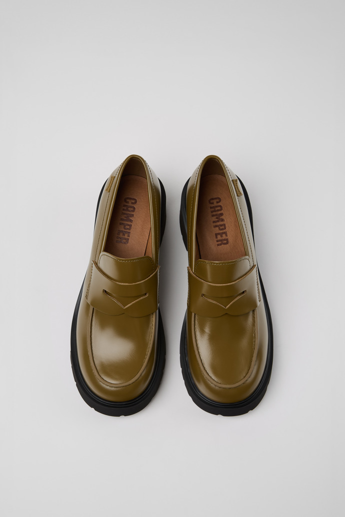 Camper Milah - Grüne Ledermokassins/Ballerinas für Damen.