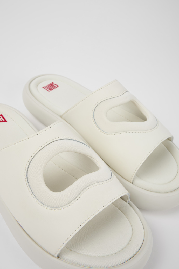 Camper Twins - Weiße Herrenpantoletten aus Leder/Textil
