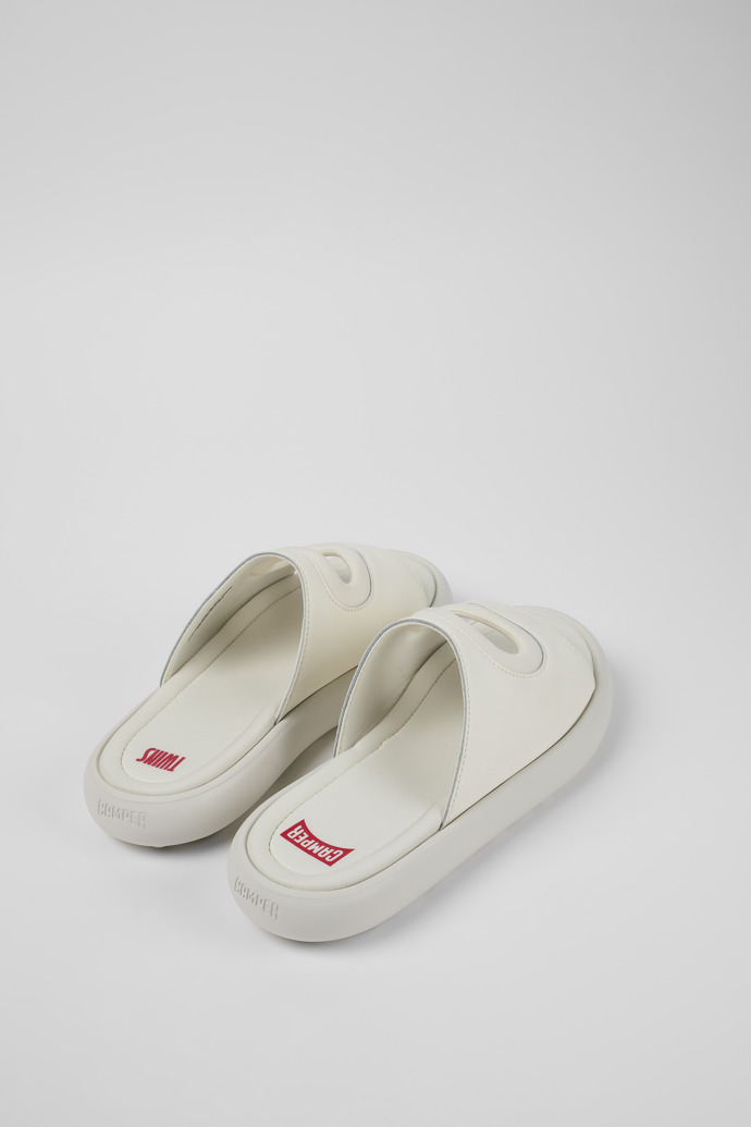 Camper Twins - Weiße Herrenpantoletten aus Leder/Textil