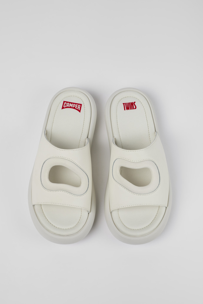 Camper Twins - Weiße Herrenpantoletten aus Leder/Textil