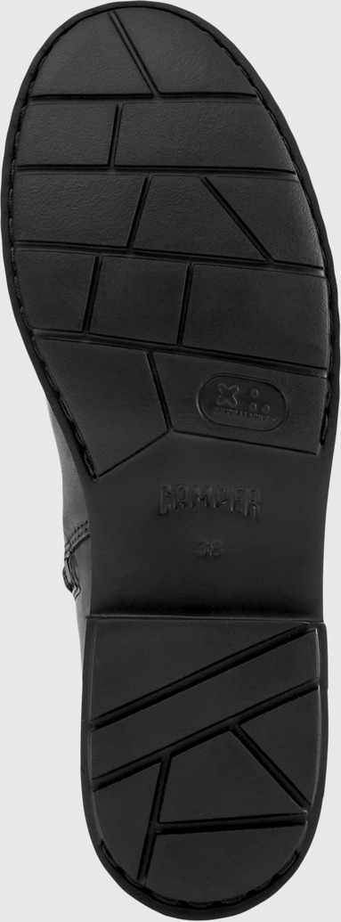 Camper Neuman - Schwarzer hoher Lederstiefel für Damen aus Leder und Textil.