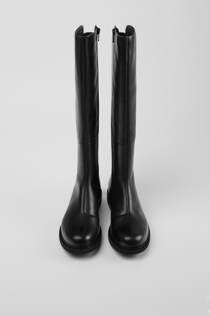 Camper Neuman - Schwarzer hoher Lederstiefel für Damen aus Leder und Textil.