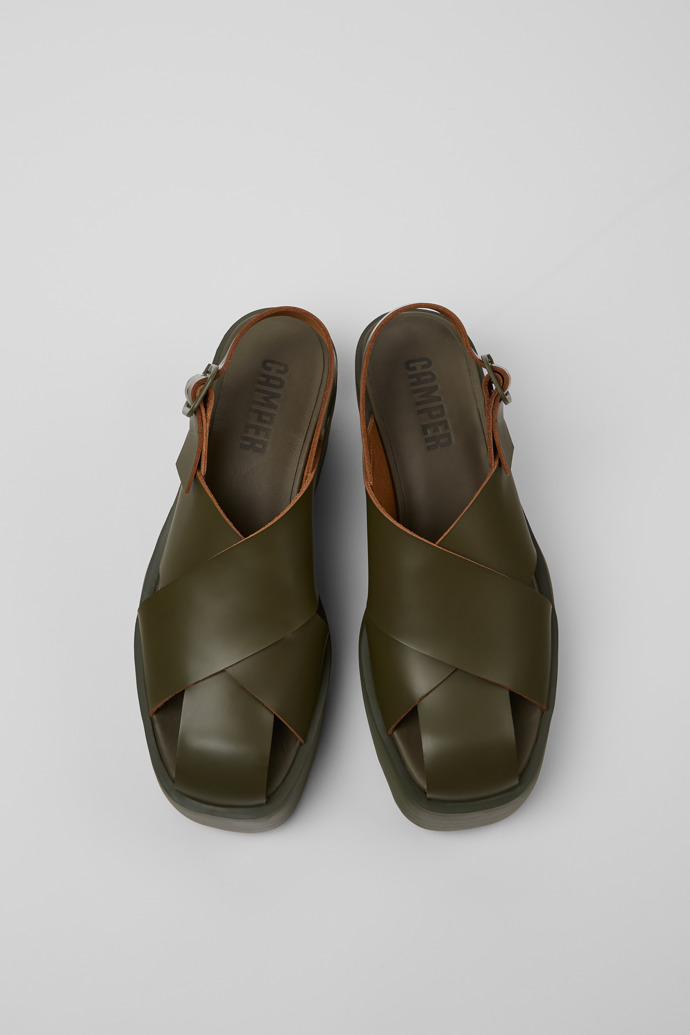 Camper Billie - Grüne Ledersandalen für Damen.