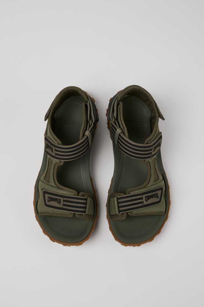 Camper Drift Trail Sandal - Grüne Herrensandalen aus recyceltem PET und Leder.