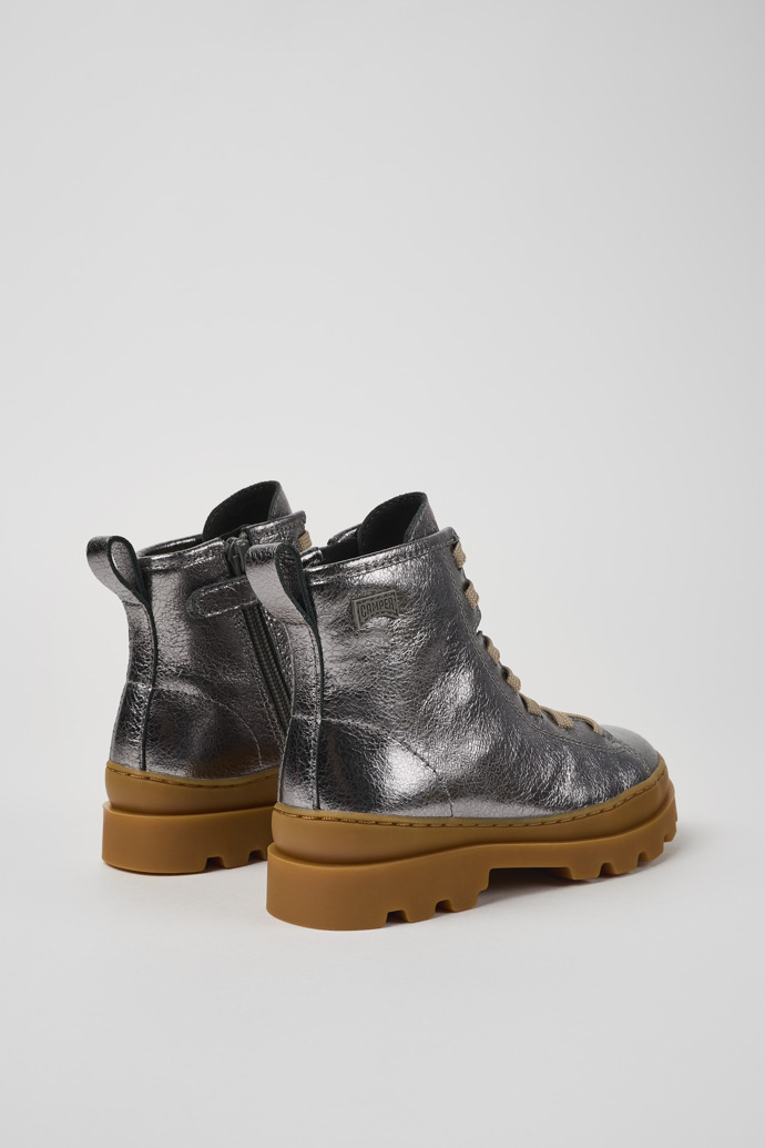 Camper Brutus - Silberne Lederstiefel für Kinder.